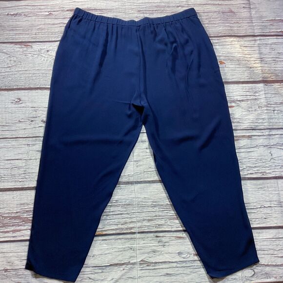 Eileen Fisher Womens Pants sz 2X new nwt $278 /Navy Blue 100% Silk Cropped Ankle - Picture 11 of 12